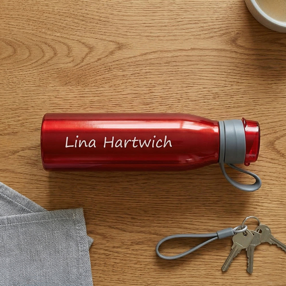 Personalisierte Aluminium-Sportflasche Rot 650ml mit Gravur