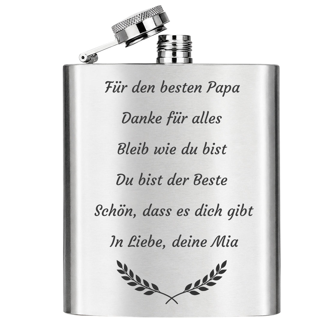 Personalisierter Edelstahl-Flachmann mit Gravur - 200ml Set