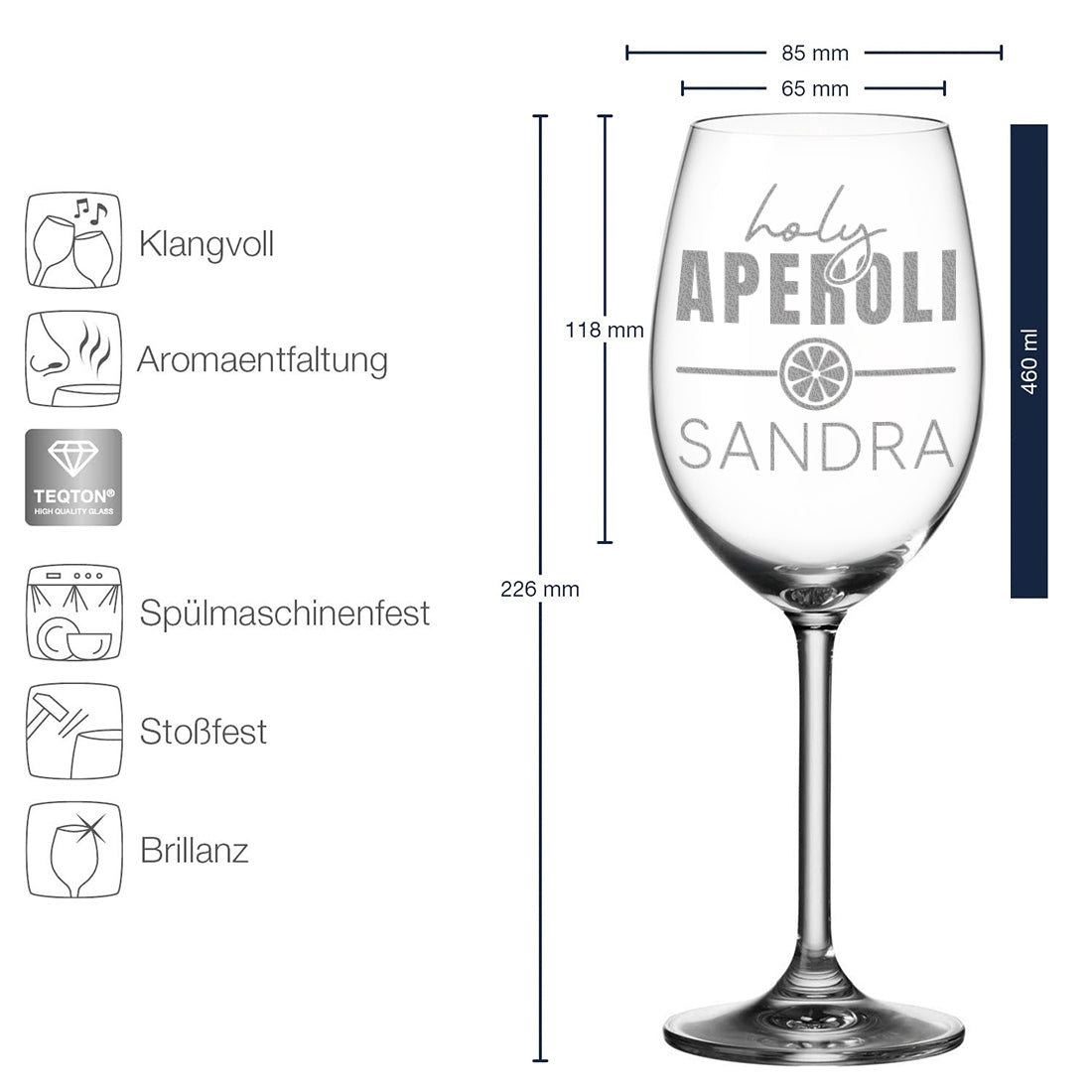 Aperol Glas 460 ml mit personalisierter Gravur "Holy Aperoli"