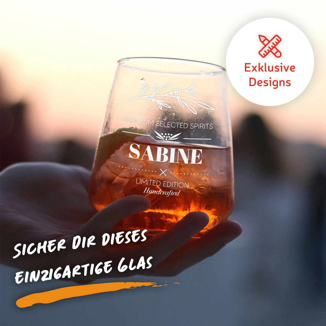 Elegantes Aperitif Glas 425 ml mit Gravur - ideal für Frauen