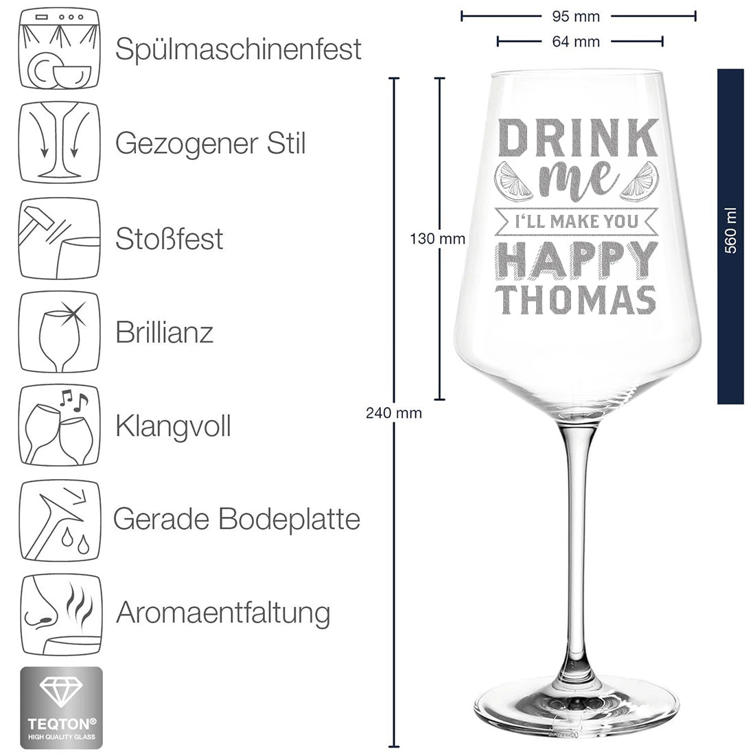 Aperol Spritz Cocktailglas mit personalisierter Gravur
