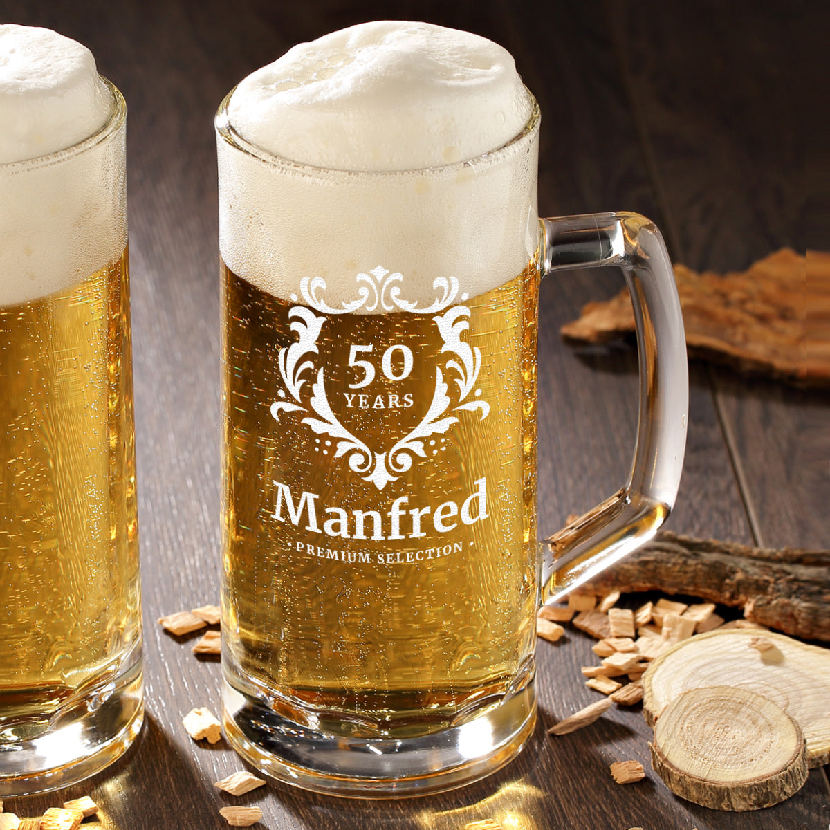 Bierseidel Krug 0,5 Liter mit personalisierter Gravur - Geburtstagsgeschenk