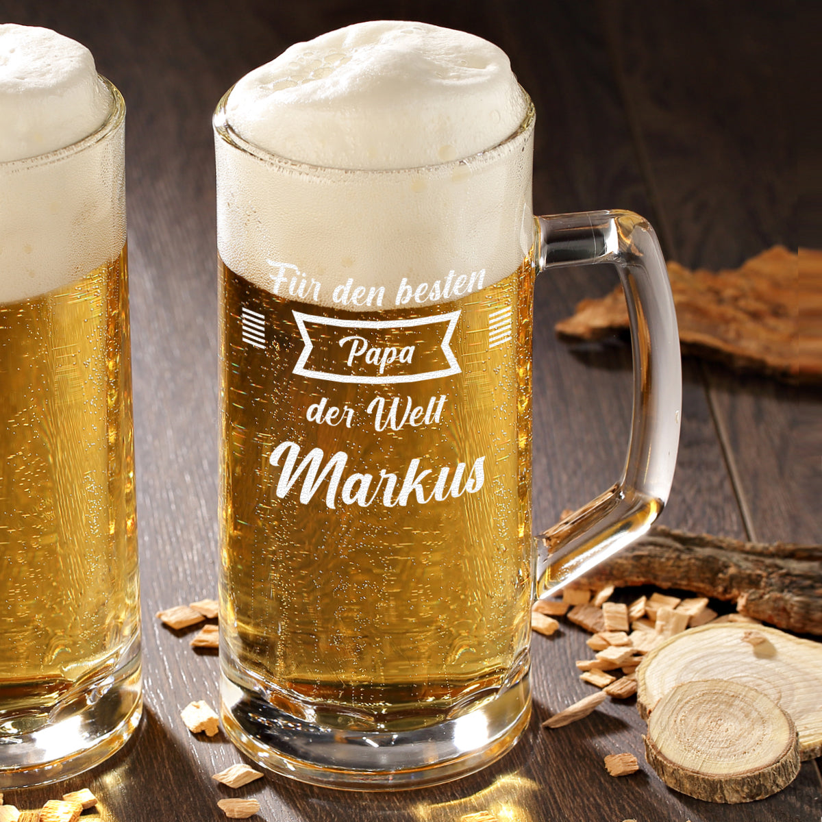 Bierkrug 0,5 Liter mit Gravur - Motiv "Für den besten Papa der Welt"