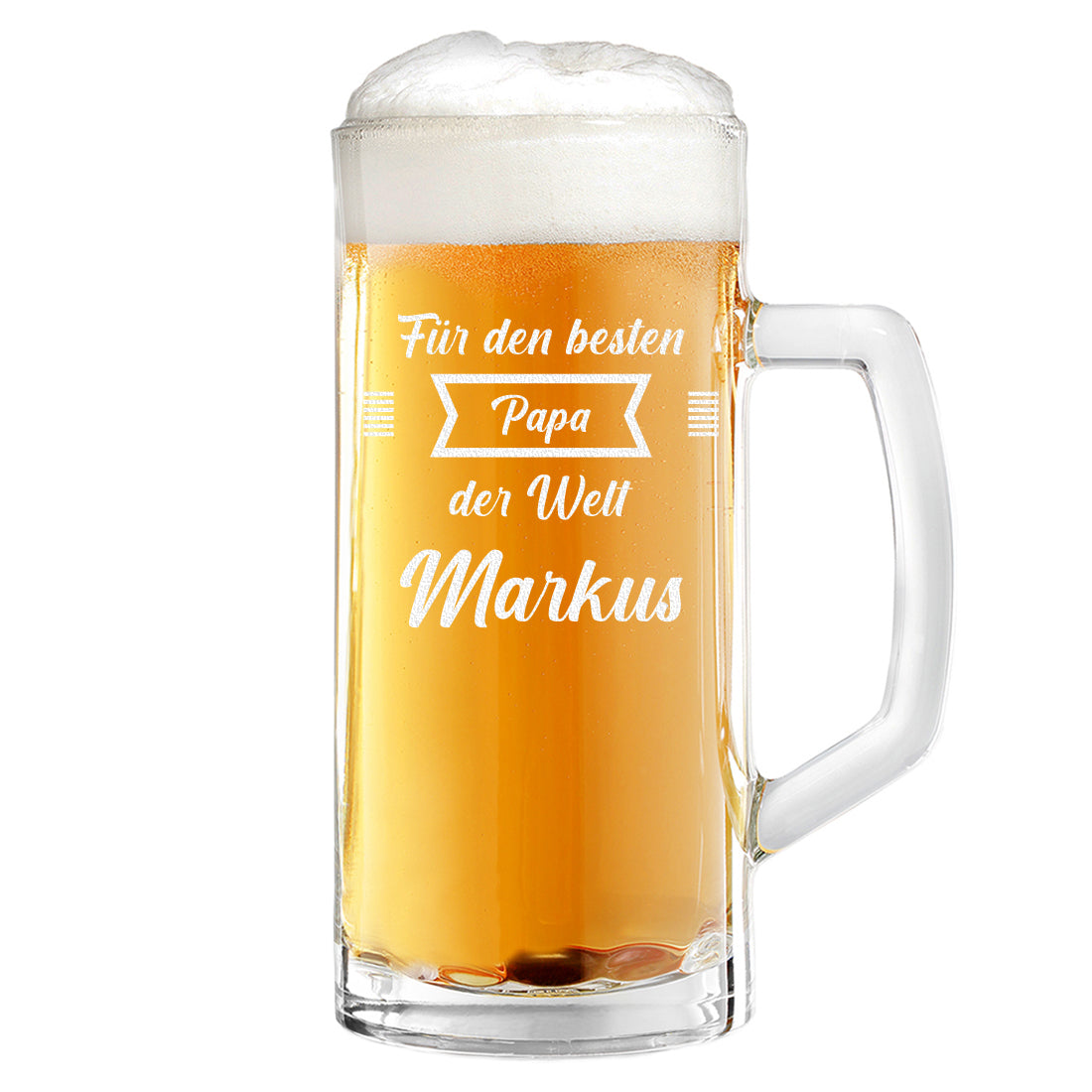 Bierkrug 0,5 Liter mit Gravur - Motiv "Für den besten Papa der Welt"