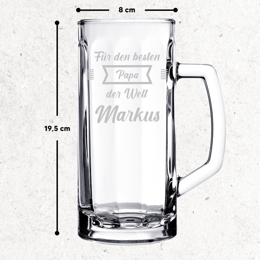 Bierkrug 0,5 Liter mit Gravur - Motiv "Für den besten Papa der Welt"