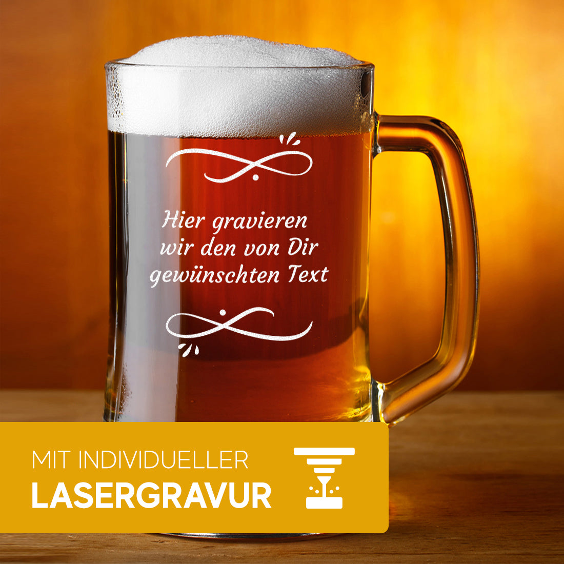 Bierkrug 0,5 Liter Geschenk aus Glas mit Wunschgravur