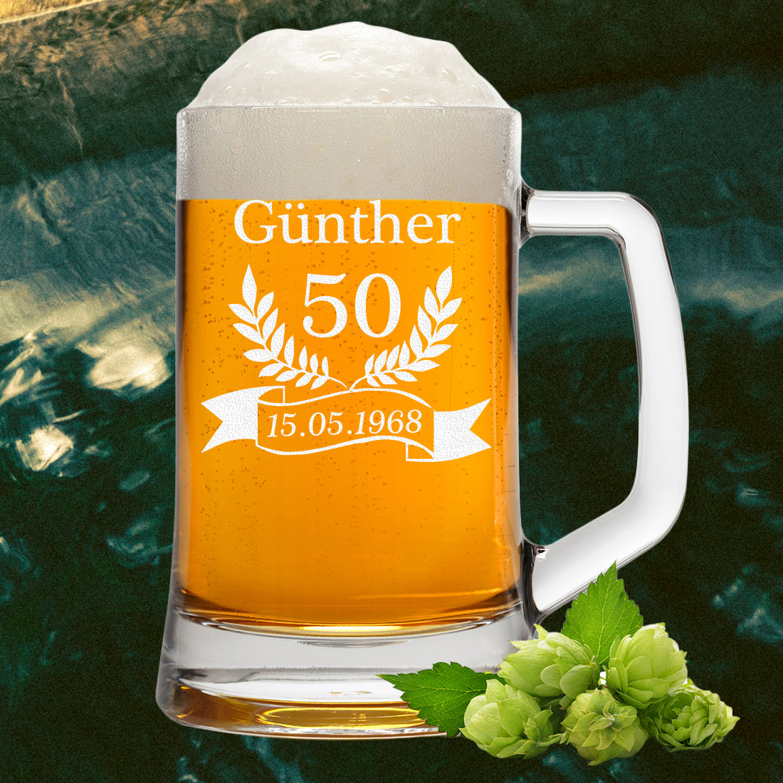 Personalisierter Bierkrug 0,5 Liter mit Gravur - ideal zum Geburtstag