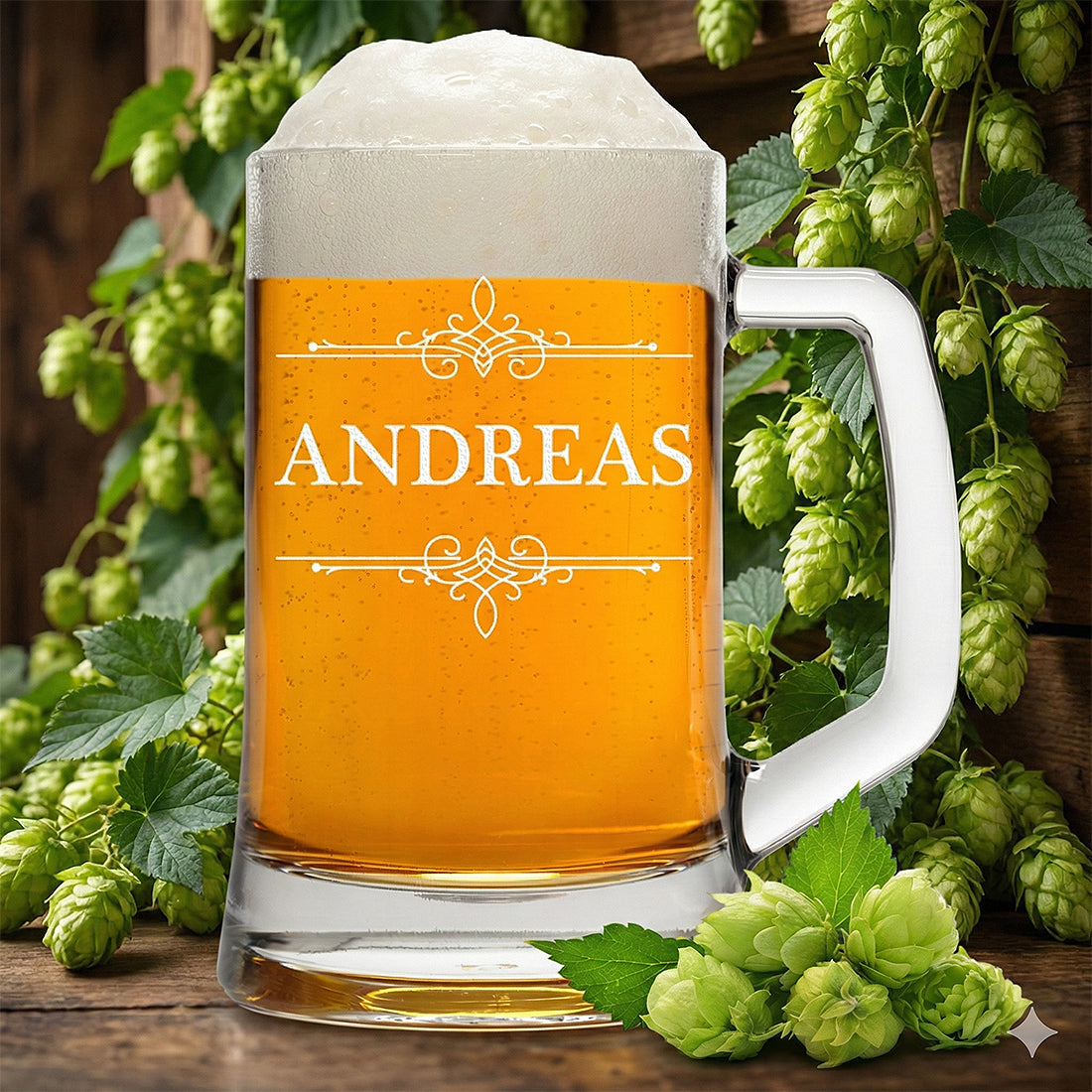 Bierkrug 0,5 Liter Ornament mit Wunschgravur