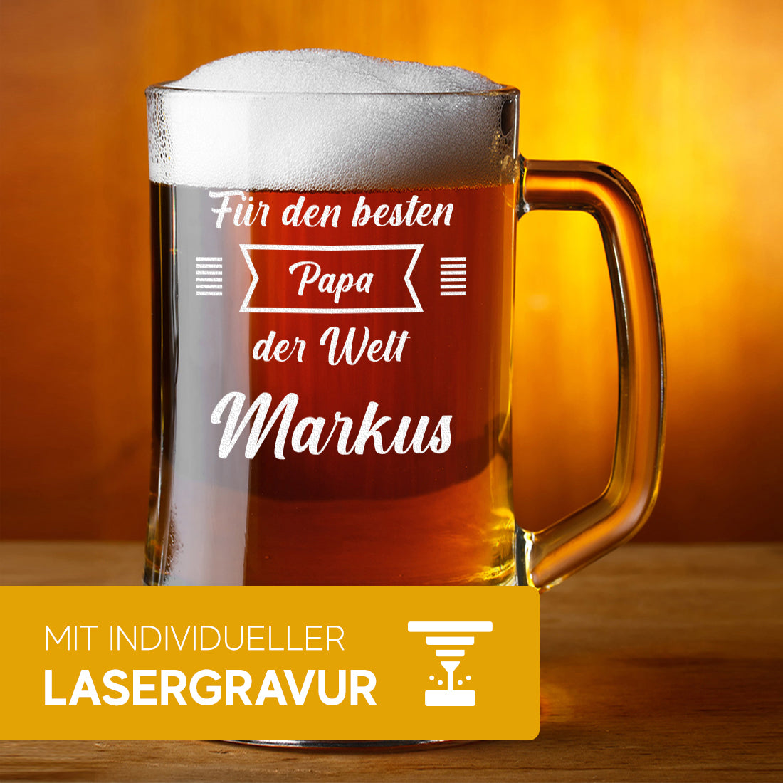 Bierkrug 0,5 Liter mit Gravur "Für den besten Papa der Welt"