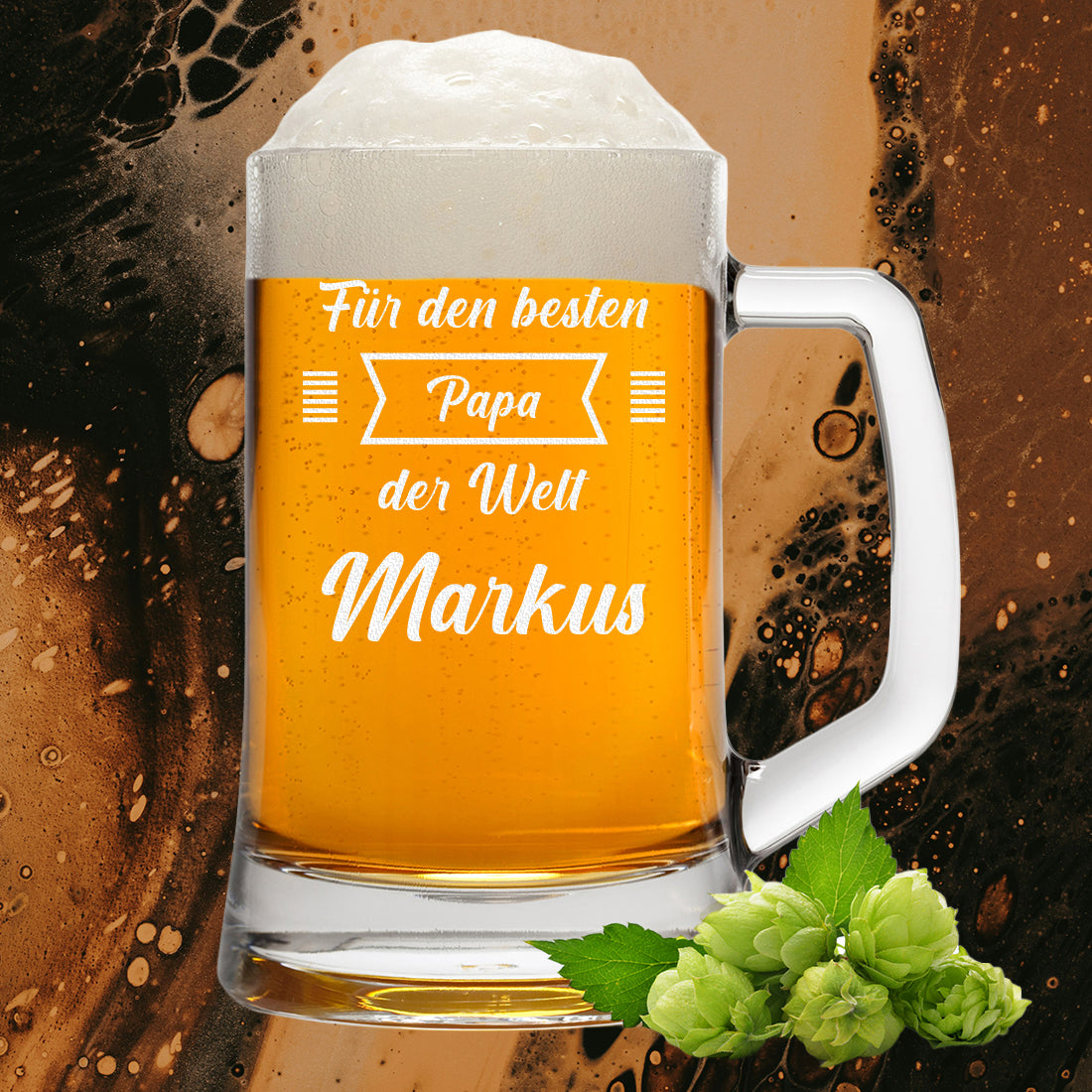 Bierkrug 0,5 Liter mit Gravur "Für den besten Papa der Welt"