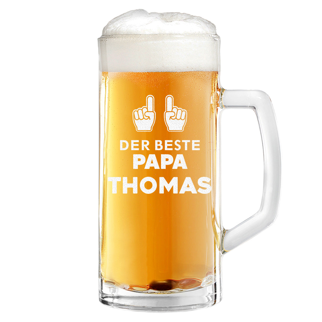 Bierkrug 0,5 Liter mit Gravur zum Vatertag - Motiv "Der beste Papa"