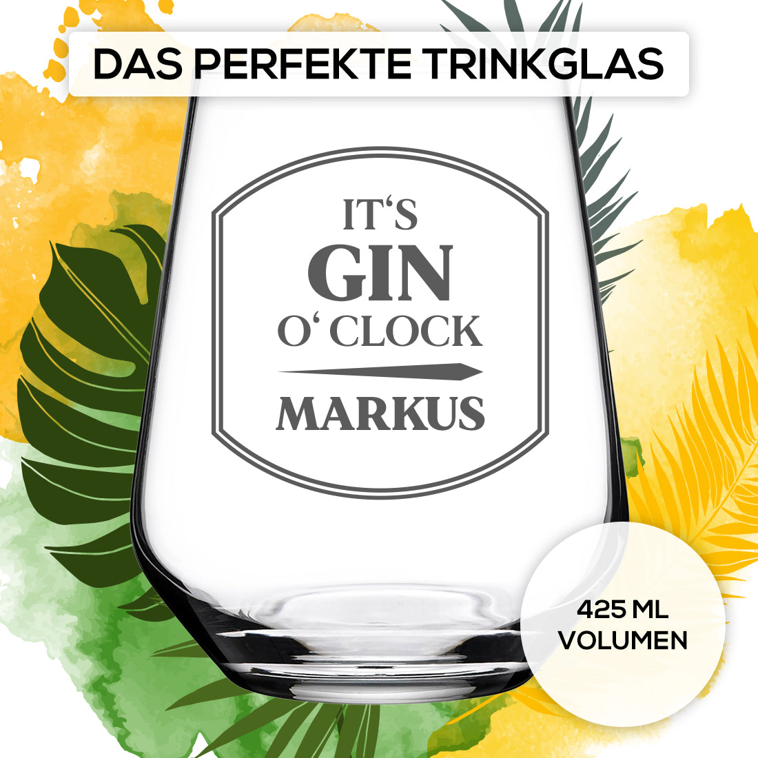 Gin Tonic Glas 425 ml mit personalisierter Gravur - das perfekte Geschenk