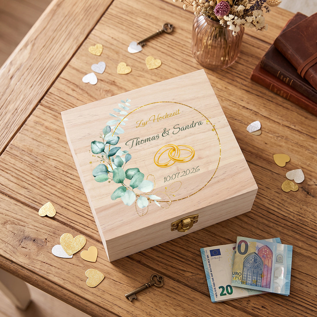 Geldgeschenk zur Hochzeit mit Namen und Datum