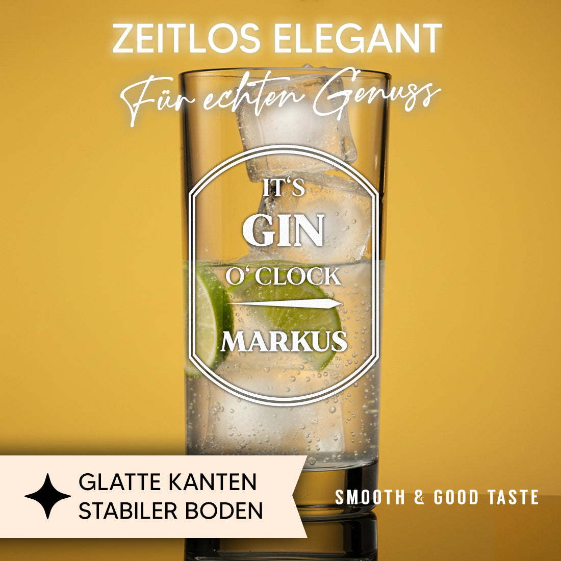 Gin Glas 485 ml mit Gravur - It's Gin o'clock