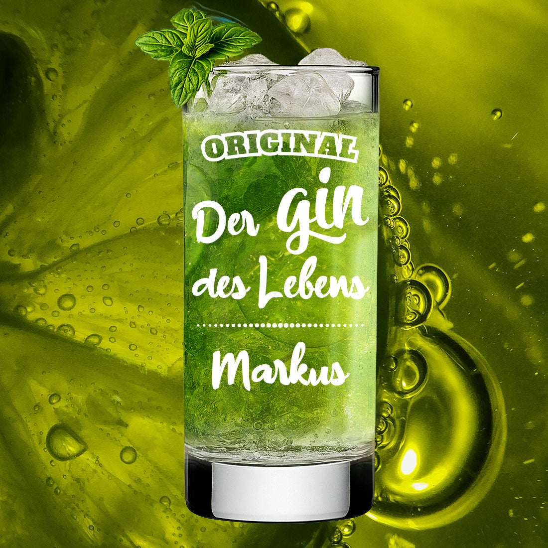 Gin Tonic Longdrinkglas 485 ml mit Gravur - Der Gin des Lebens