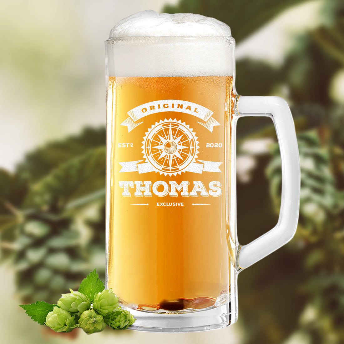 Personalisierter Bierseidel mit Henkel 0,5 Liter für Männer