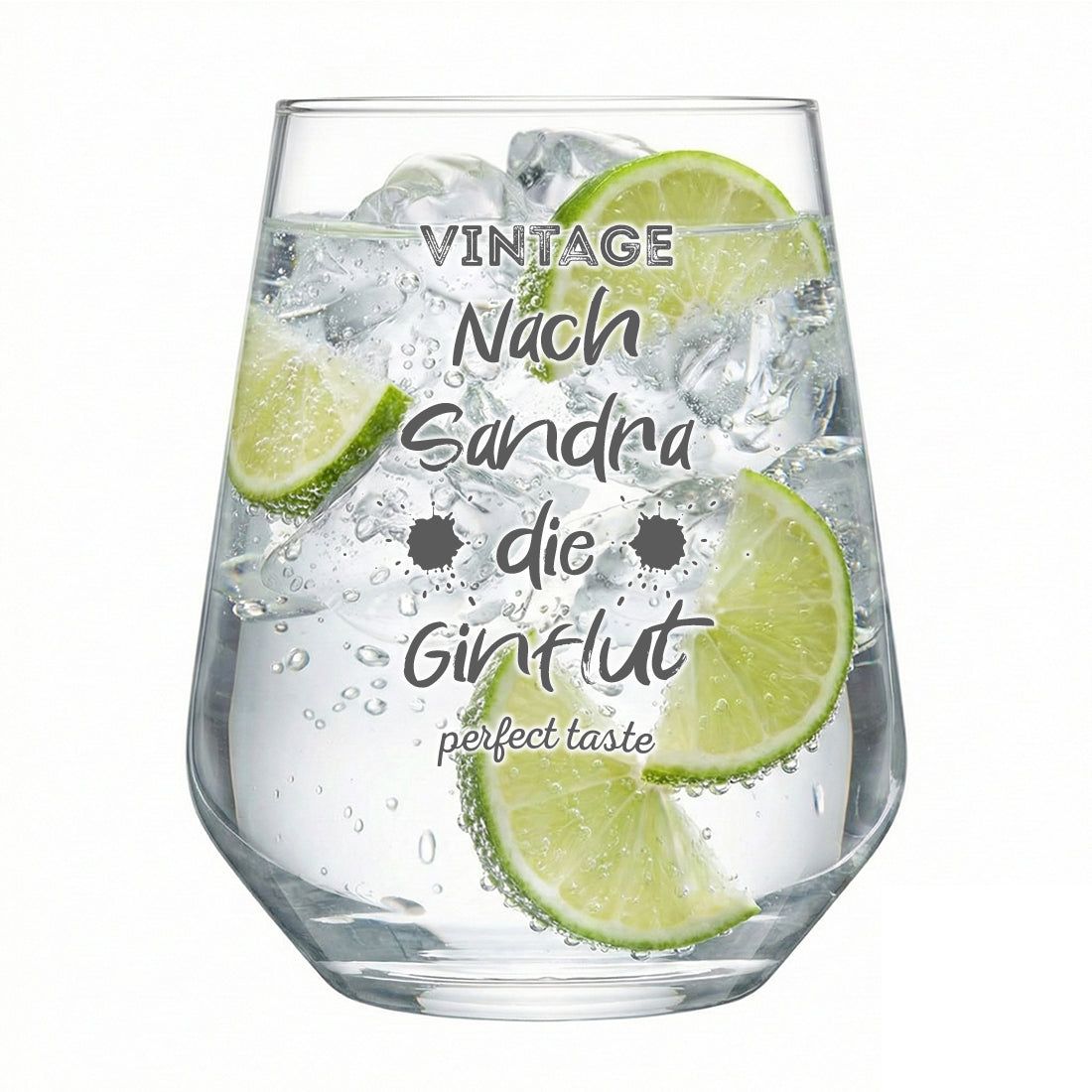 Gin Trinkglas klein 425 ml mit Gravur - Motiv "Nach mir die Ginflut"