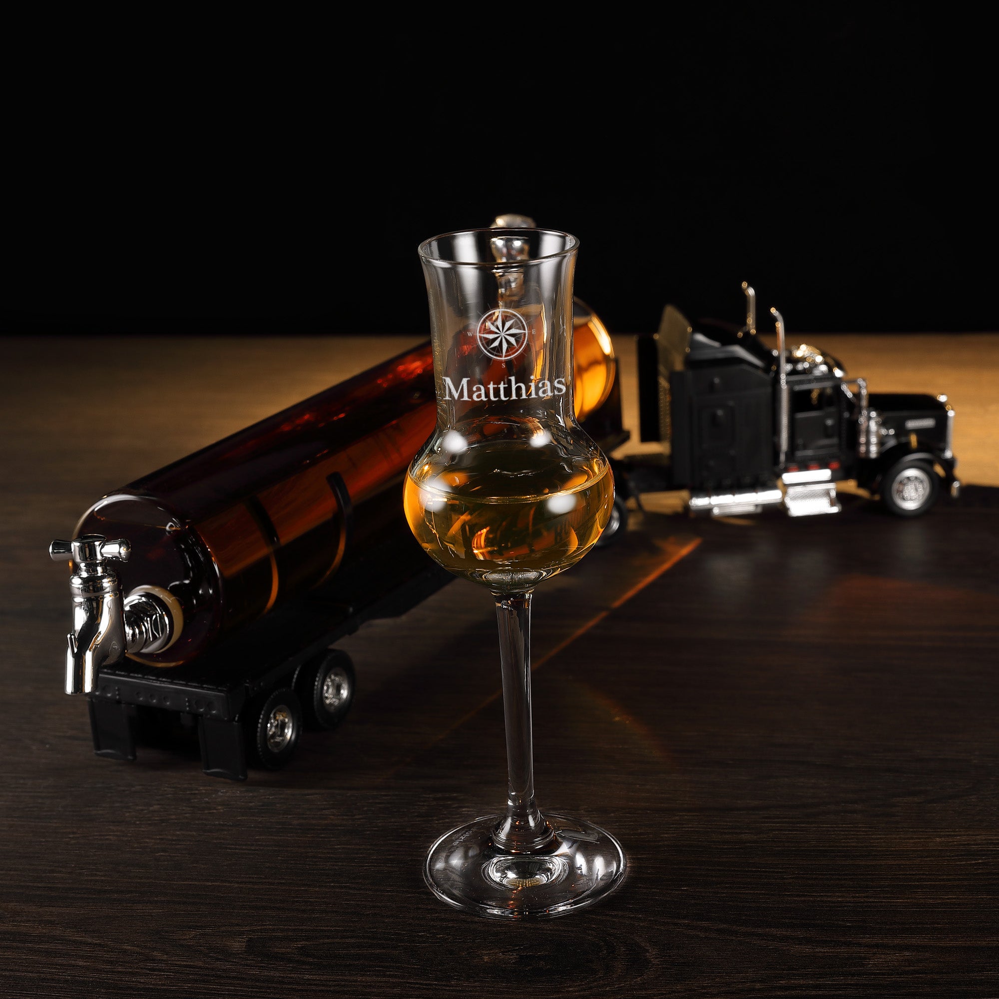 Grappa Set LKW-Dekanter 500 ml und Grappa Glas mit Gravur