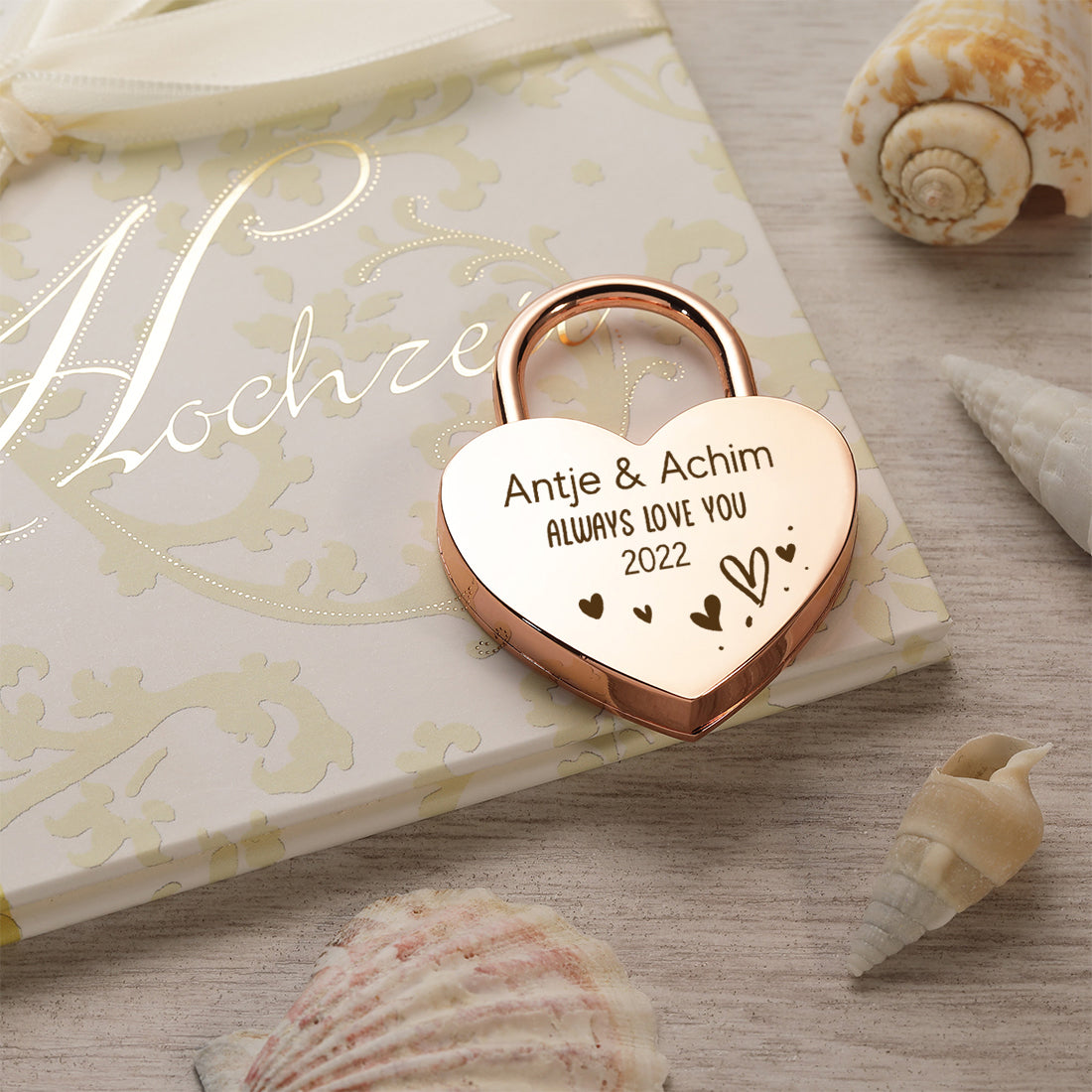 Herz Liebesschloss für Paare mit Gravur - Motiv "Always love you"