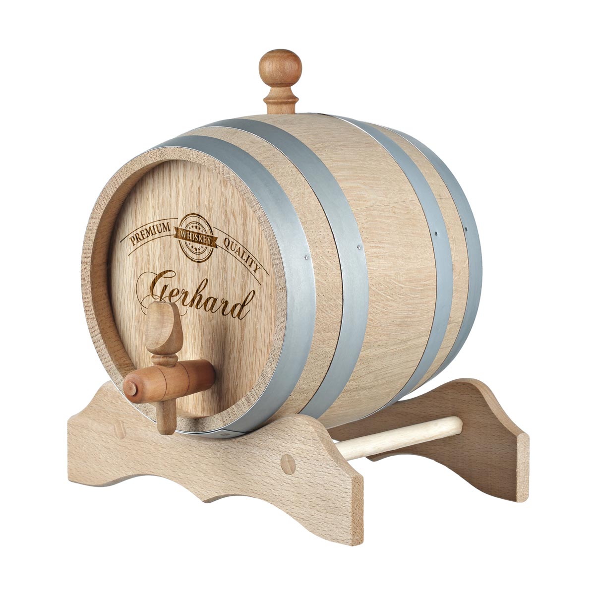 Whiskyfass aus Eichenholz mit Wunschgravur - Motiv Premium Quality