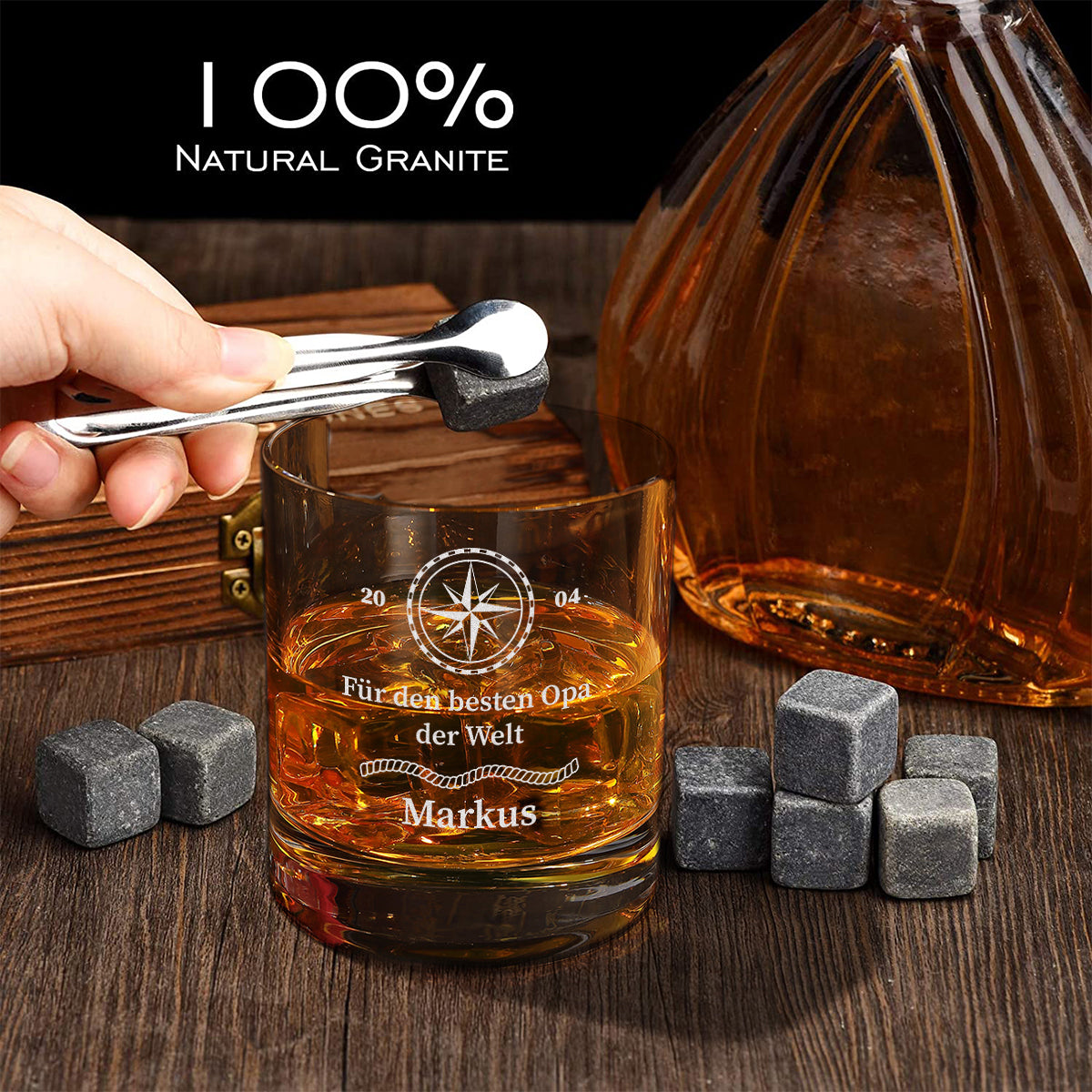 Whisky Steine Set 5-teilig mit Gravur für Opa
