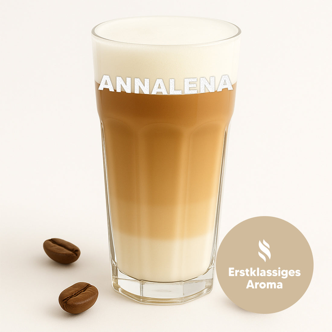 Kaffeebecher 480 ml aus Glas mit personalisierter Gravur - mit Namen