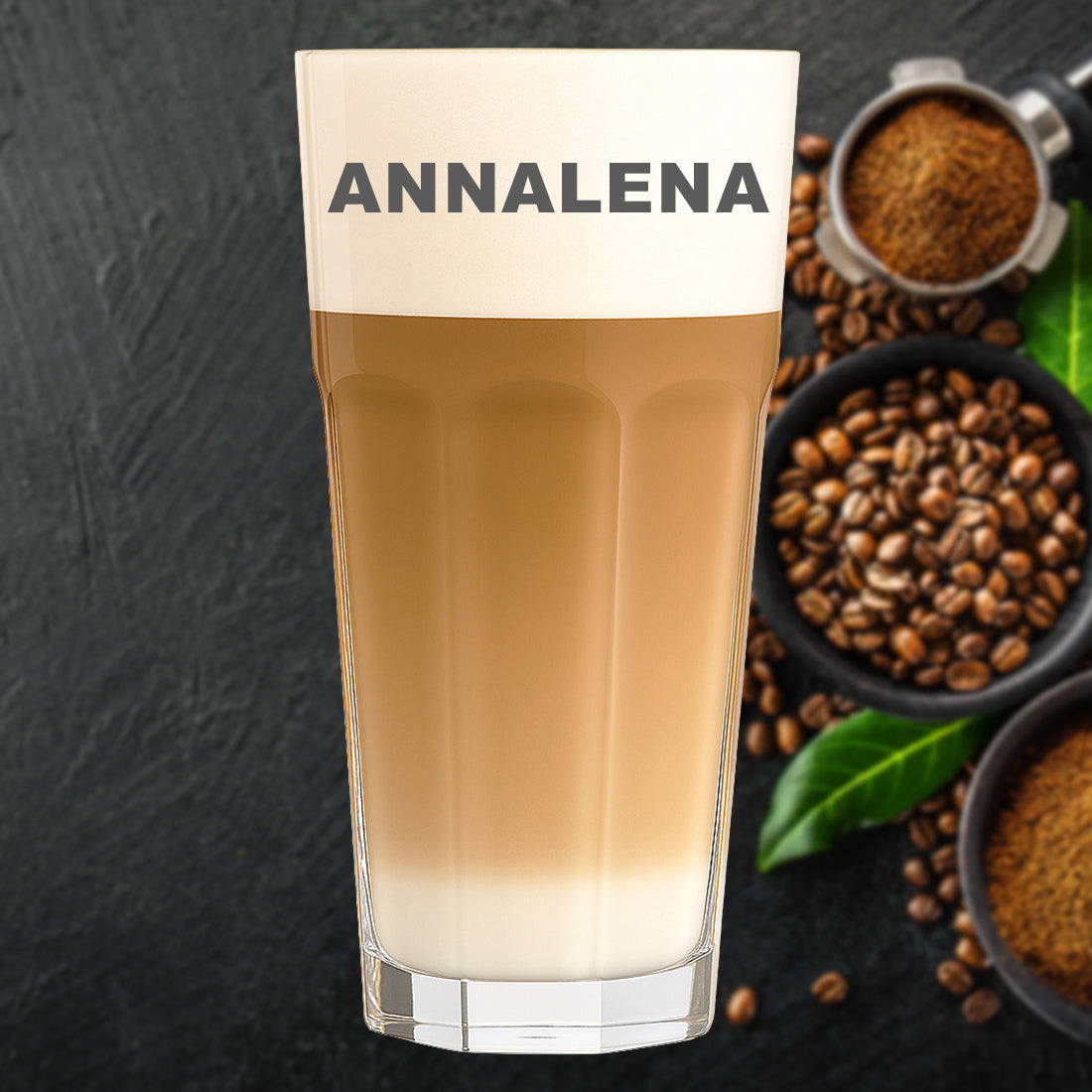 Kaffeebecher 480 ml aus Glas mit personalisierter Gravur - mit Namen