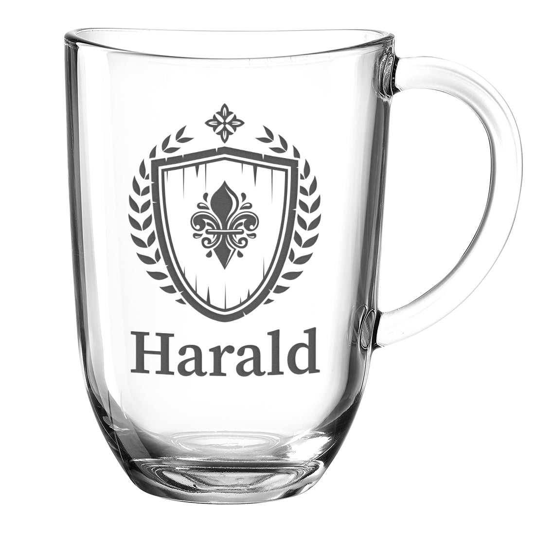 Trinkglas 380 ml für Kaffee & Tee mit Gravur - Motiv Fleur-de-lis