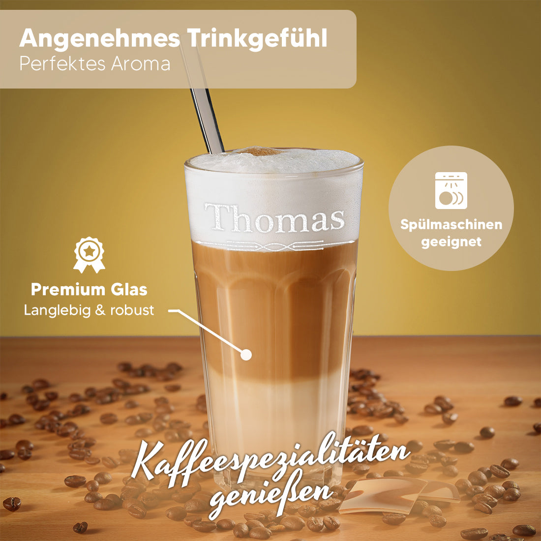 Kaffeeglas 480 ml mit personalisierter Gravur