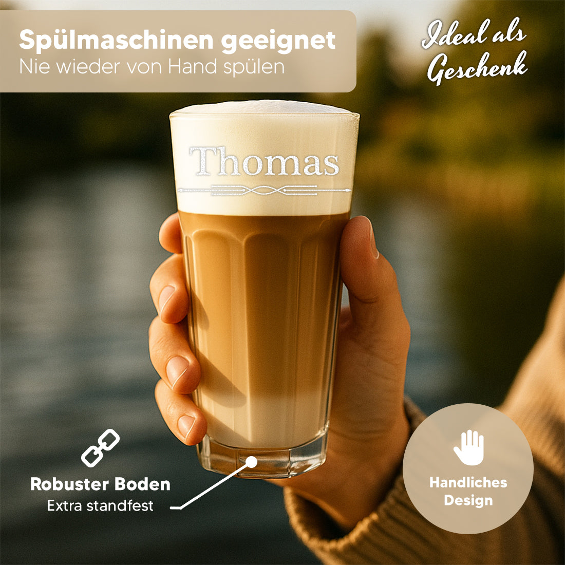 Kaffeeglas 480 ml mit personalisierter Gravur