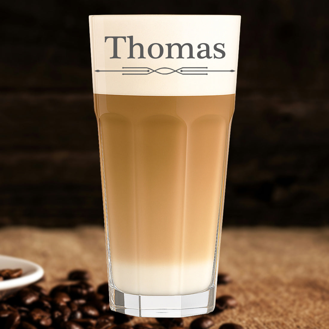 Leonardo - Tazza da caffè con manico, personalizzabile con incisione, vetro latte-Macchiato, 380 ml, idea regalo per compleanno, motivo caffè Leonardo - Tazza da caffè con manico, personalizzabile con incisione, vetro latte-Macchiato, 380 ml, idea regalo per compleanno, motivo caffè