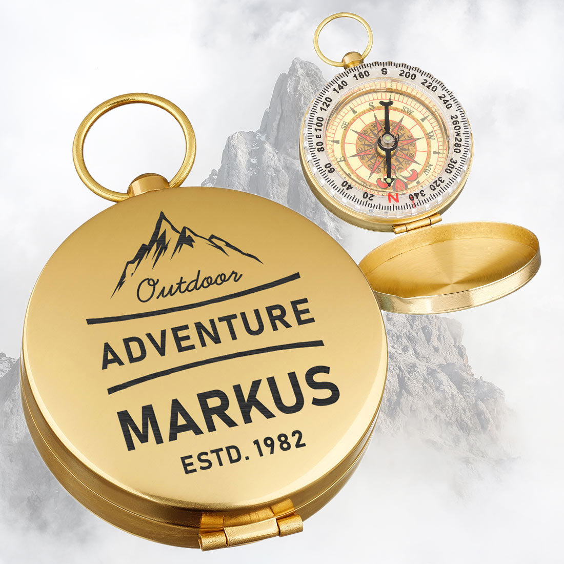 Personalisierter Kompass in Gold-Optik mit Wunschgravur