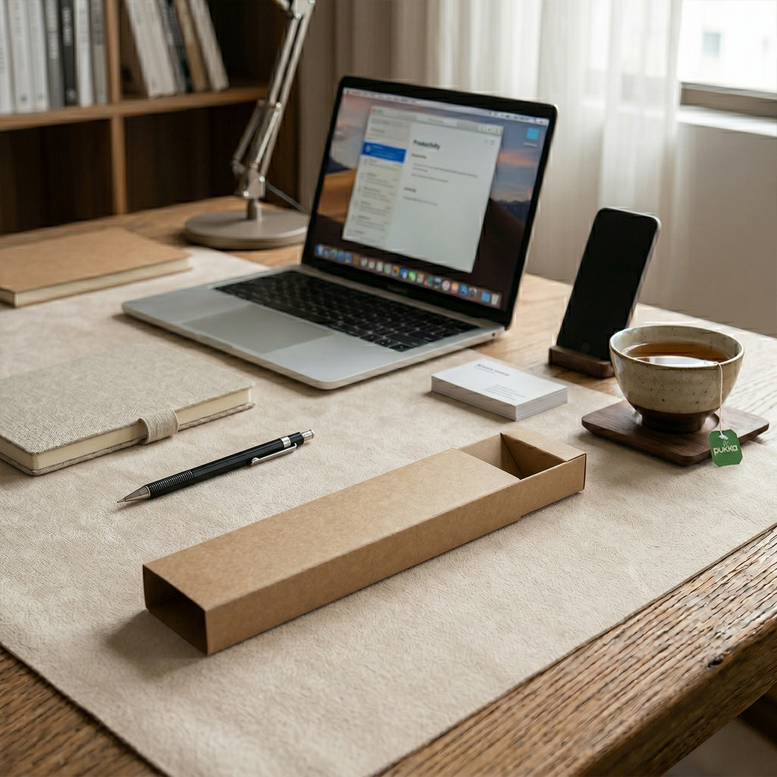 Elegante braune Eco-Geschenkbox für Stifte als ideale, nachhaltige Verpackung zum Verschenken.
