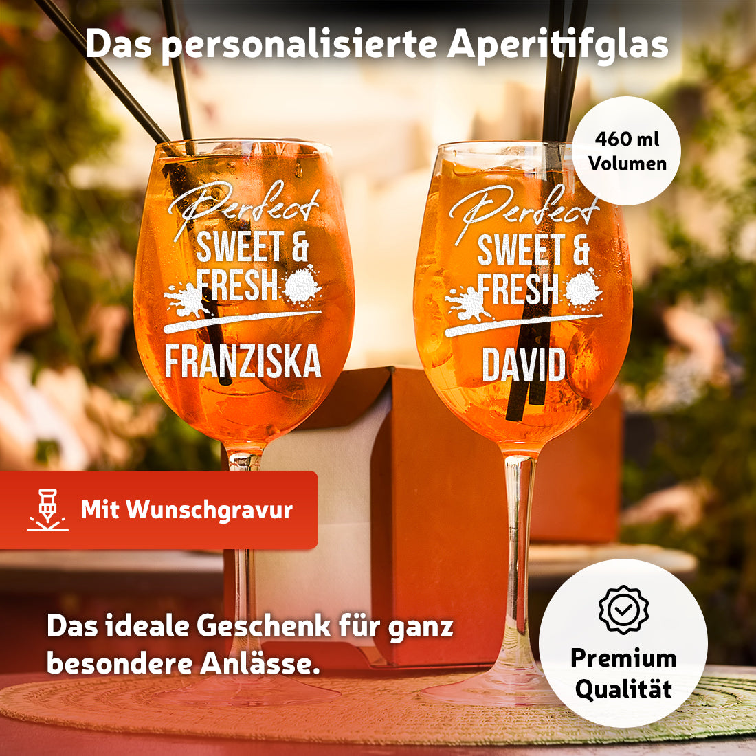 Personalisiertes Cocktailglas 460 ml mit Gravur - Motiv Blätterkreis