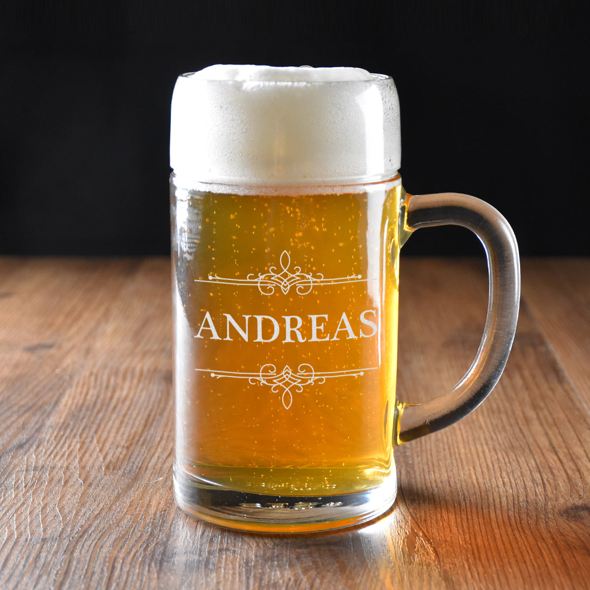 Maßkrug Bierglas 1 Liter "Ornament" mit Gravur - personalisiertes Geschenk