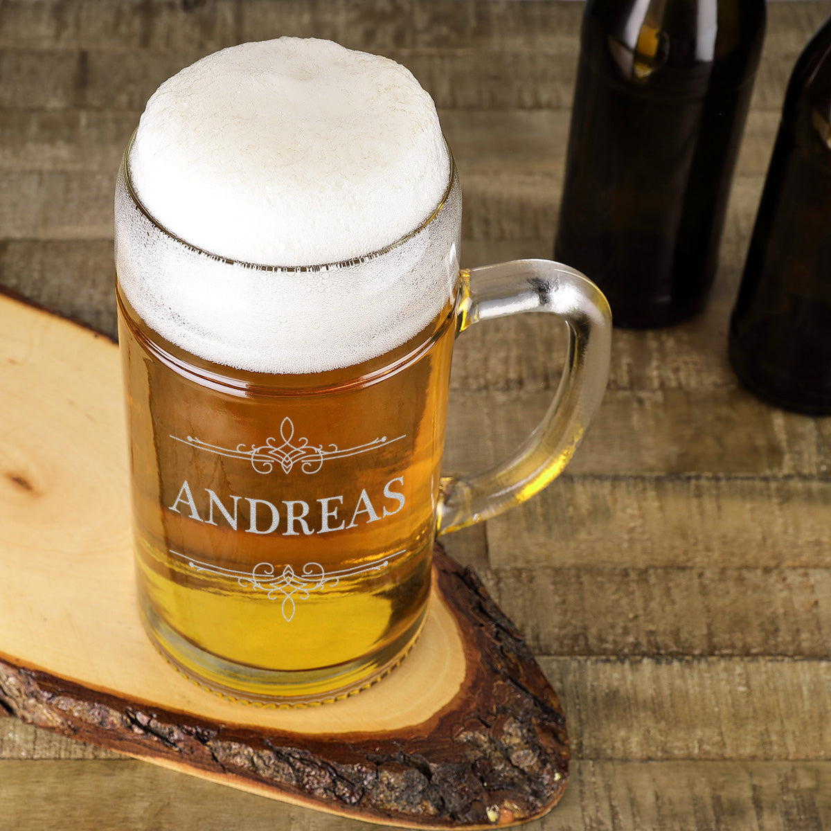 Maßkrug Bierglas 1 Liter "Ornament" mit Gravur - personalisiertes Geschenk
