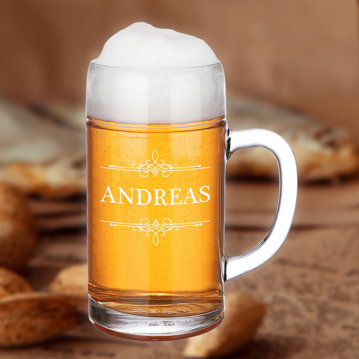 Maßkrug Bierglas 1 Liter "Ornament" mit Gravur - personalisiertes Geschenk