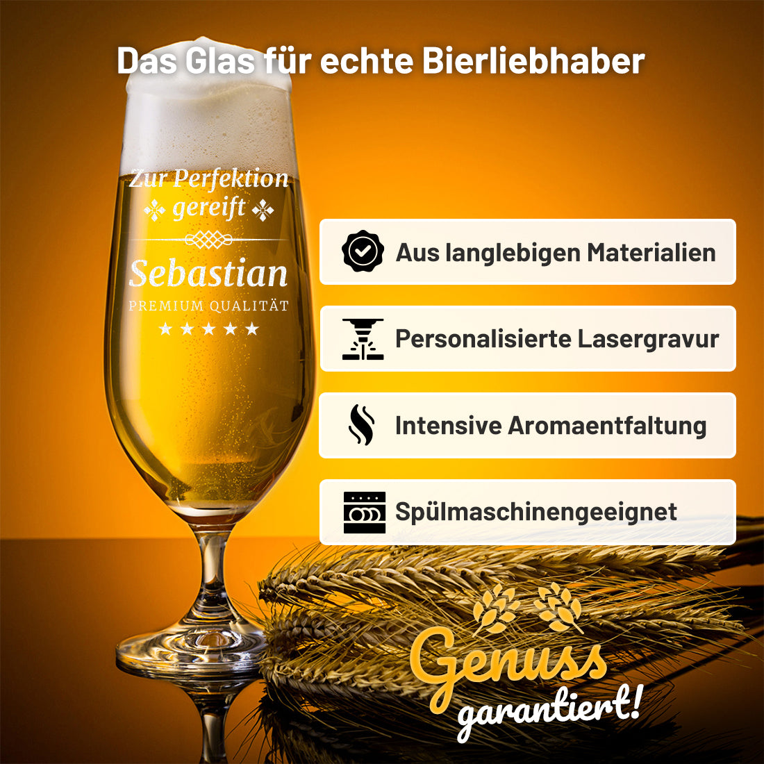 Personalisierte Pilstulpe 0,3 Liter mit individueller Gravur