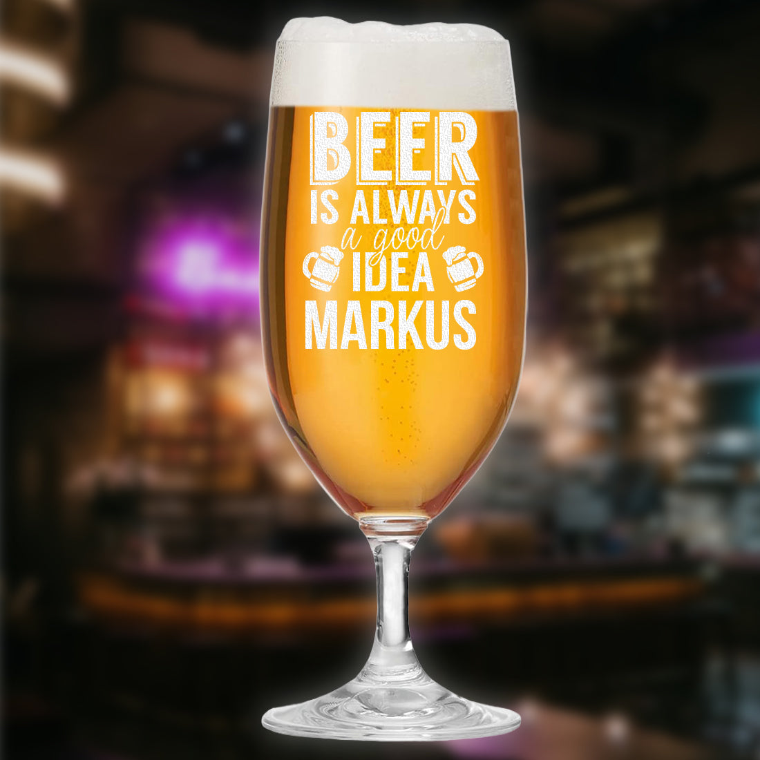 Pilstulpe Bierglas 0,3 L mit Gravur "Beer is always a good idea"