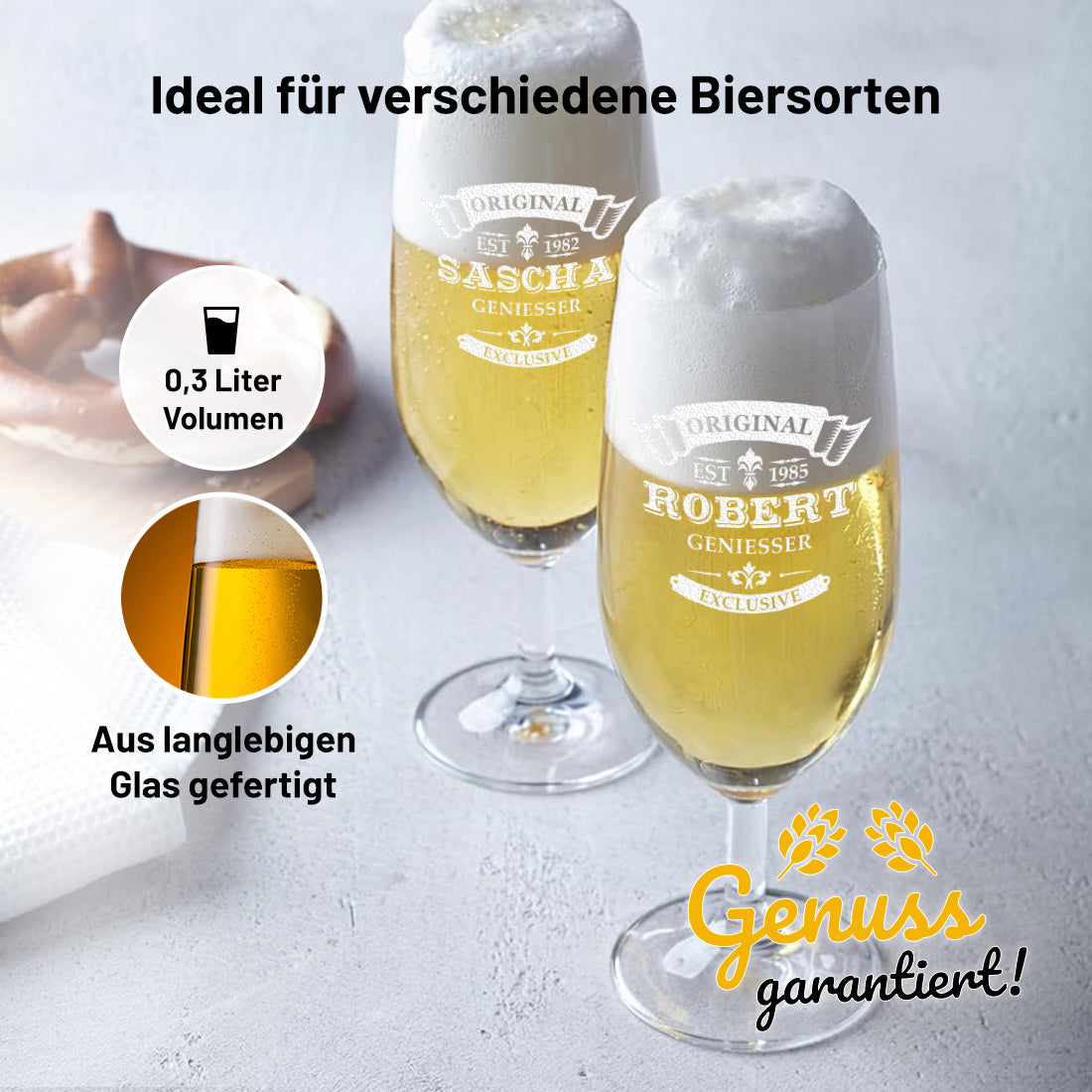 Bierglas Pilstulpe 0,3 Liter mit Wunschgravur - ideal als Geschenk