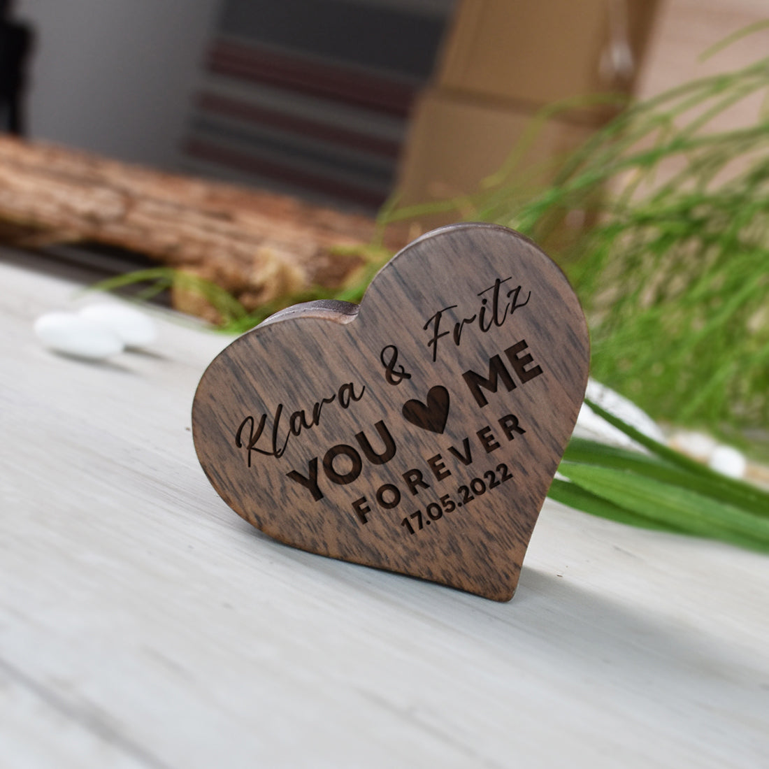 Herz Ringkissen für Paare mit Wunschgtavur