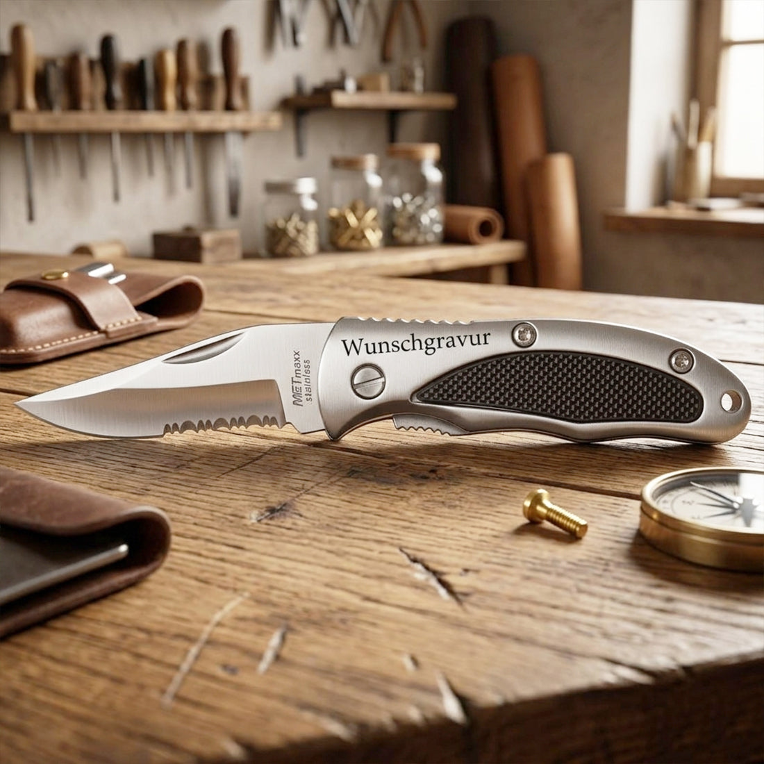 Klappmesser mit Gravur - Einhandmesser inkl. Etui