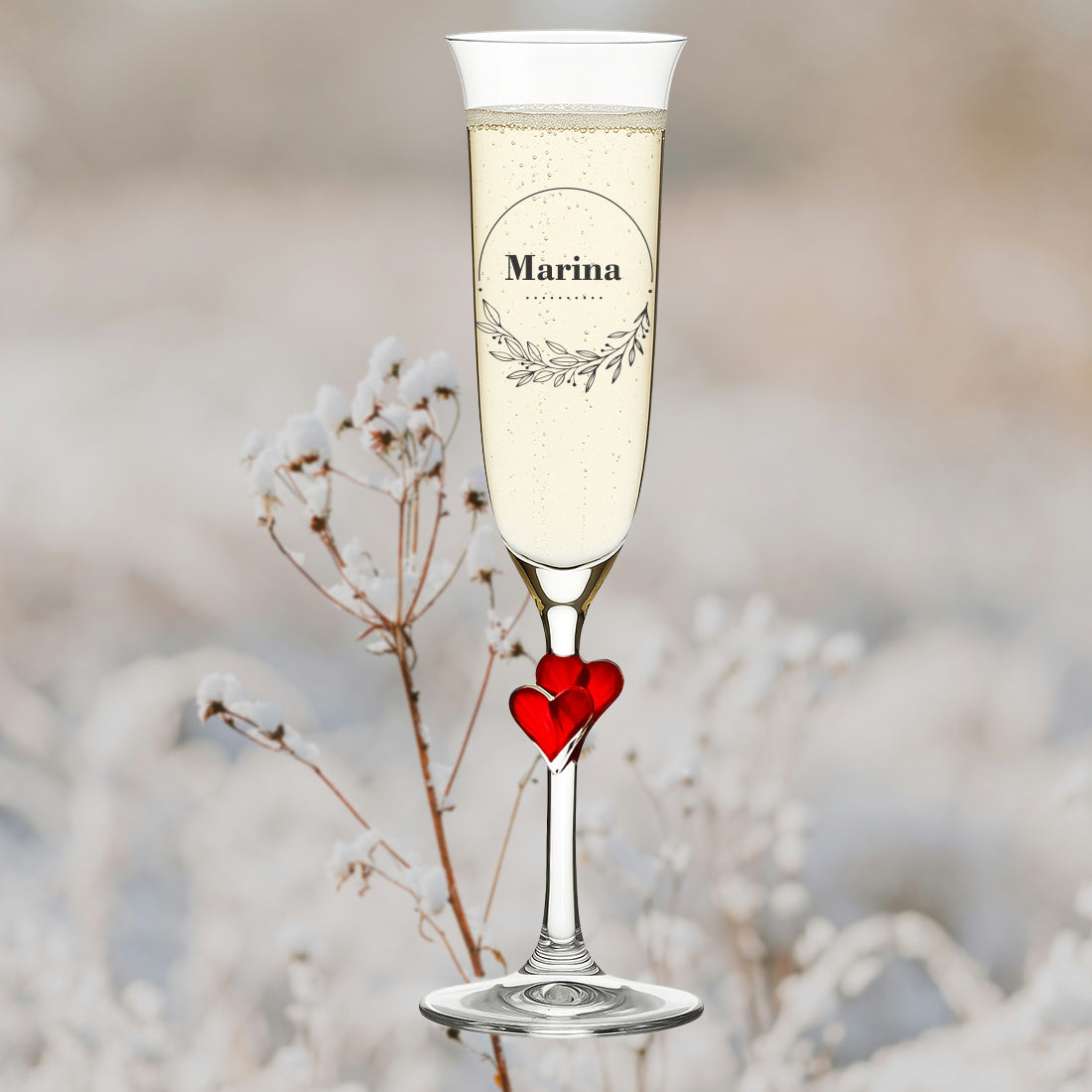 Sektglas 175 ml mit Gravur Motiv: Floral-Design - ideal als Geschenk
