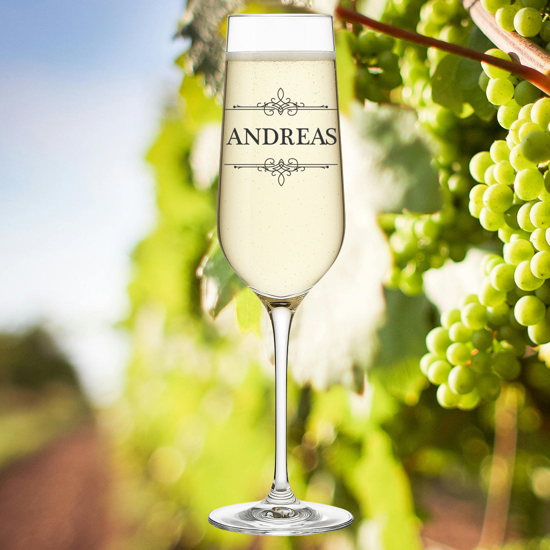 Sektglas modern 195 ml mit Wunschgravur - Motiv Ornament