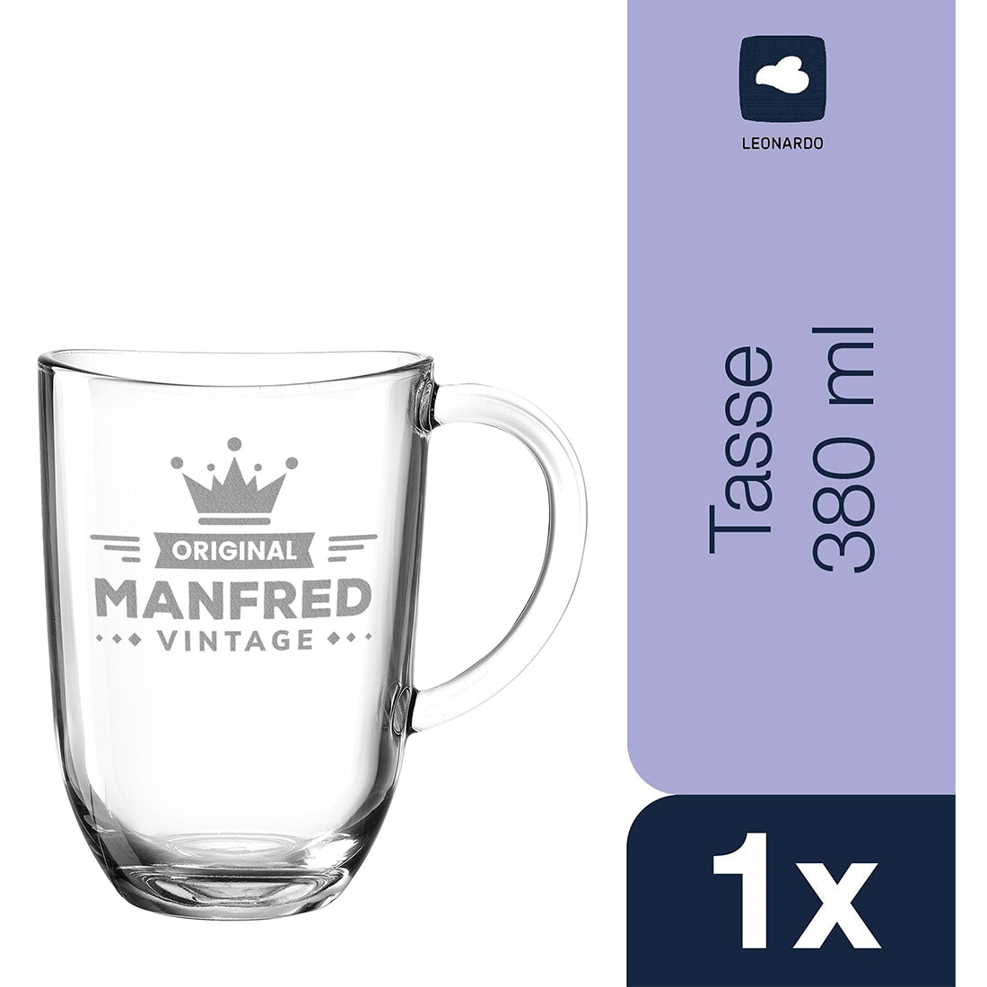 Teebecher aus Glas 380 ml mit Motiv Gravur "Vintage"