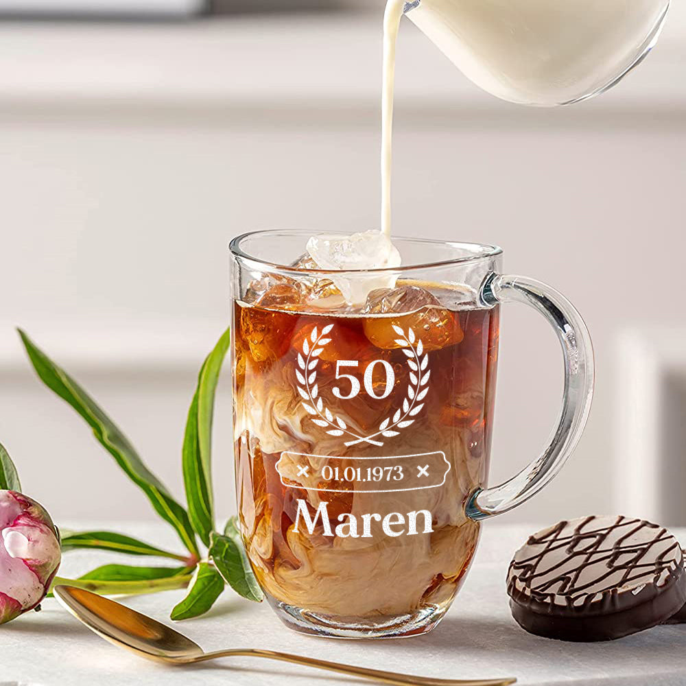 Teeglas 380 ml modern mit personalisierter Gravur - ideal zum Geburtstag