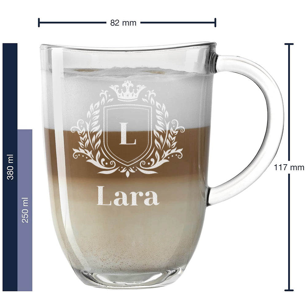 Tee Glastasse groß 380 ml personalisierter Gravur - Motiv Wappen