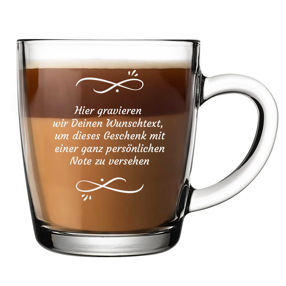 Teetasse aus Glas 340 ml mit Wunschtext