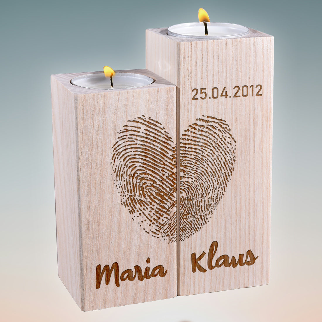 Teelichthalter 2-teilig mit personalisierter Gravur