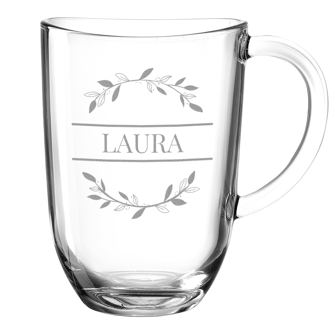Teeglas 380 ml groß mit personalisierter Gravur - Motiv "Blumenkreis"